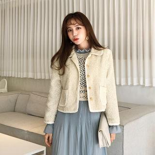 Collared Buttoned Tweed Jacket