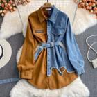 Long Sleeve Denim Panel Shirt Dress