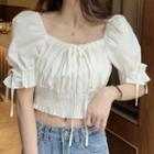 Square-neck Cropped Off-shoulder Top