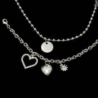 Set Of 2: Alloy Heart / Disc Bracelet Set Of 2 - 0586a - Alloy Heart & Disc Bracelet - One Size