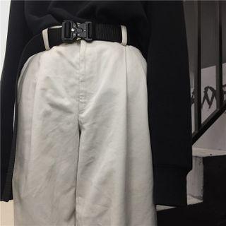 Metal Buckle Nylon Belt Black - One Size
