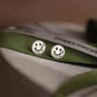 925 Sterling Silver Smiley Earring 1 Pair - Silver - One Size