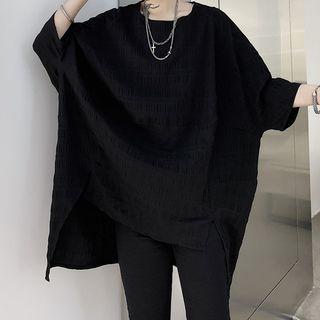 Plain Slit Crinkled T-shirt