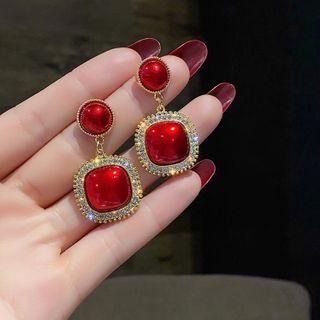 Faux Pearl Drop Earring 1 Pair - Red - One Size