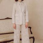 Lace Embroidered V-neck Blazer