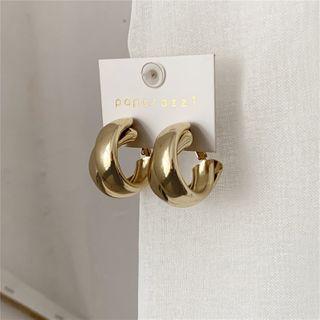 Alloy Layered Open Hoop Earring 1 Pair - Gold - One Size