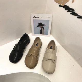 Adhesive Strap Faux Leather Flats