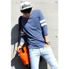 3/4-sleeve Contrast-trim T-shirt