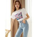 Letter Floral-printed T-shirt