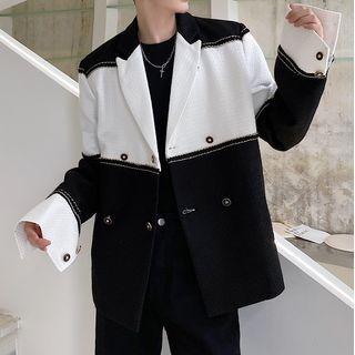 Color-block Double-breasted Blazer