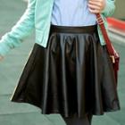Faux Leather Flared Skirt