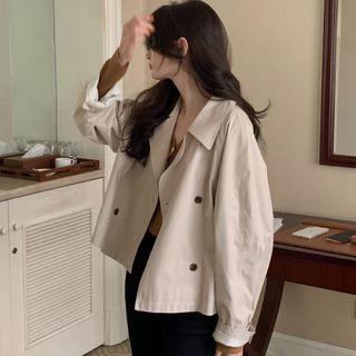 Long-sleeve Plain Double-breasted Jacket