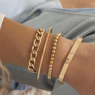 Set Of 4: Alloy Bracelet / Bangle (various Designs)