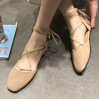 Faux Suede Lace Up Flats