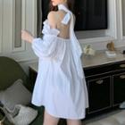 3/4-sleeve Off Shoulder Mini Dress White - One Size
