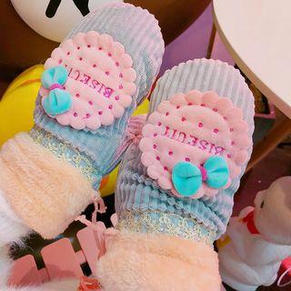 Fleece-lined Print Mittens