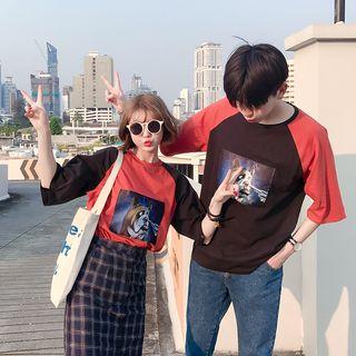 Dog Print Short-sleeve Couple Matching T-shirt