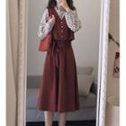 Sleeveless Corduroy A-line Dress / Camisole Top