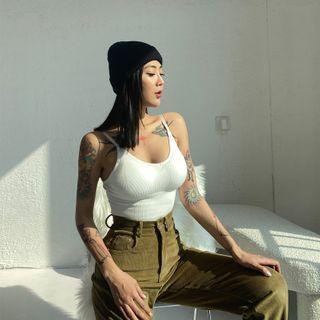 V-neck Plain Striped Camisole Top