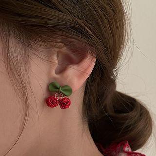 Cherry Alloy Dangle Earring 1 Pair - Red & Green - One Size