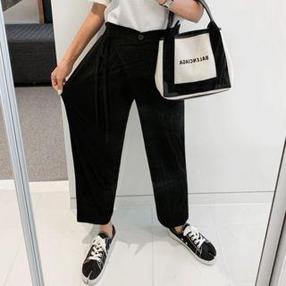 Wrap-front Straight-cut Pants