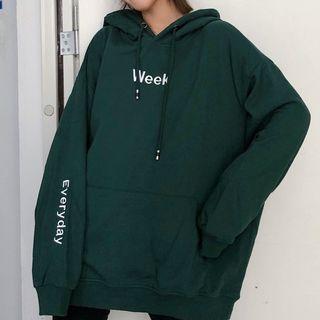 Lettering Long Sleeve Oversized Hoodie