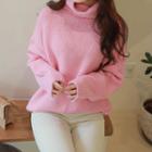 Colored Turtle-neck Loose-fit Sweater
