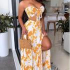 Set: Tie-front Tie-dye Top + Maxi Skirt