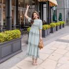 Round-neck Lace-detail Long Dress