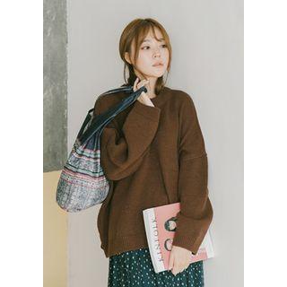 Drop-shoulder Wool Blend Oversized Sweater