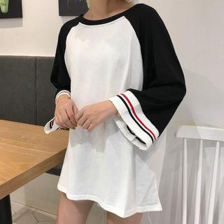 Striped-cuff Raglan Top