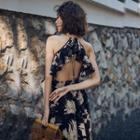 Cut Out Back Printed Maxi Sundress