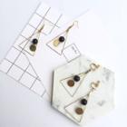 Wooden Bead Alloy Triangle Dangle Earring 1 Pair - Gold - One Size