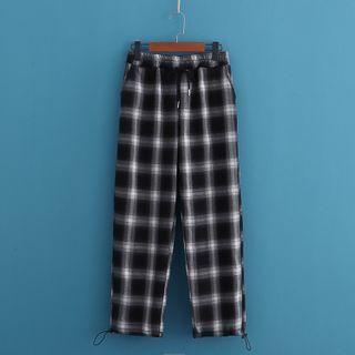 Drawstring Gingham Straight-leg Pants (various Design)