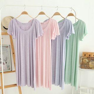Plain Short-sleeve Nightdress