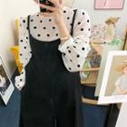 Button-back See-through Dotted Blouse