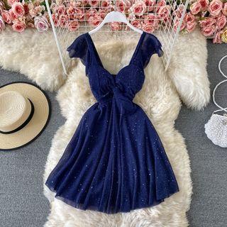 Sleeveless Glitter Slim-fit Mini Dress