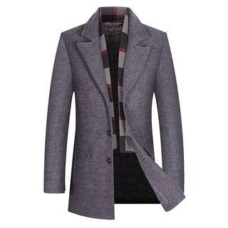 Removeable Scarf Slim-fit Woolen Coat