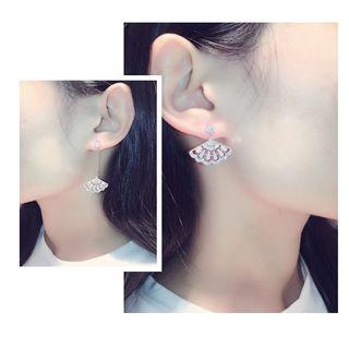 Rhinestone Fan Non-matching Drop Earring