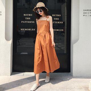Spaghetti-strap Open-back A-line Midi Dress