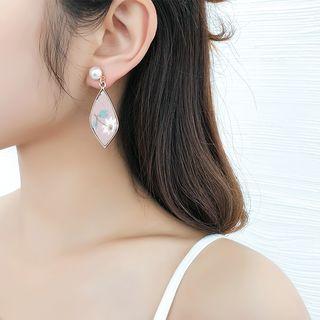 Faux Pearl Fabric Leaf Dangle Earring