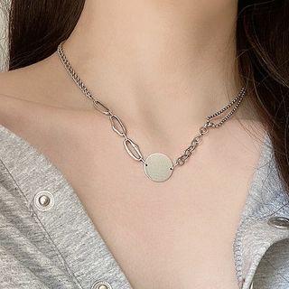 925 Sterling Silver Disc Necklace Silver - One Size