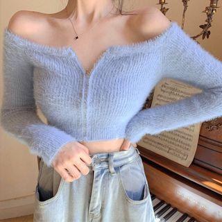 Zipped Cropped Cardigan