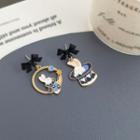 Sterling Silver Asymmetrical Rabbit Drop Earring 1 Pair - Blue & Gold - One Size