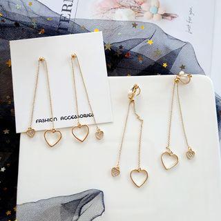 Alloy Heart Rhinestone Fringed Earring