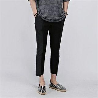 Elastic-waisted Color-block Dress Pants