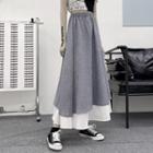 Gingham Midi A-line Layered Skirt