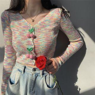 Melange Knit Top Blue & Pink & Yellow - One Size