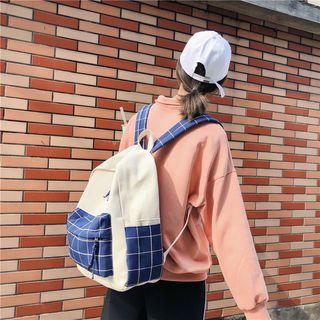 Plaid Canvas Zip Backpack