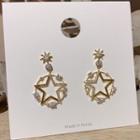 Star Dangle Earring 1 Pair - Gold - One Size
